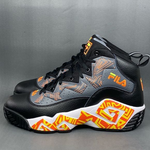 ✅ FILA MB BOLD Castlerock / Black / Shocking Orange SNEAKERS MENS SIZE 12 - Picture 2 of 8